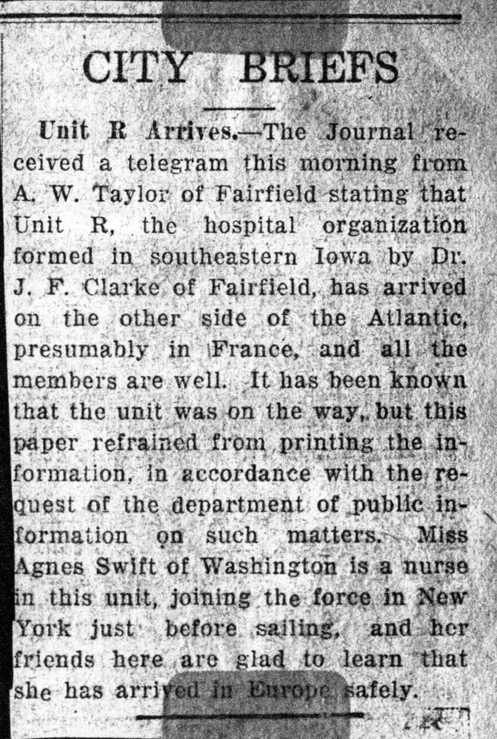 Unknown newspaper - March 1918