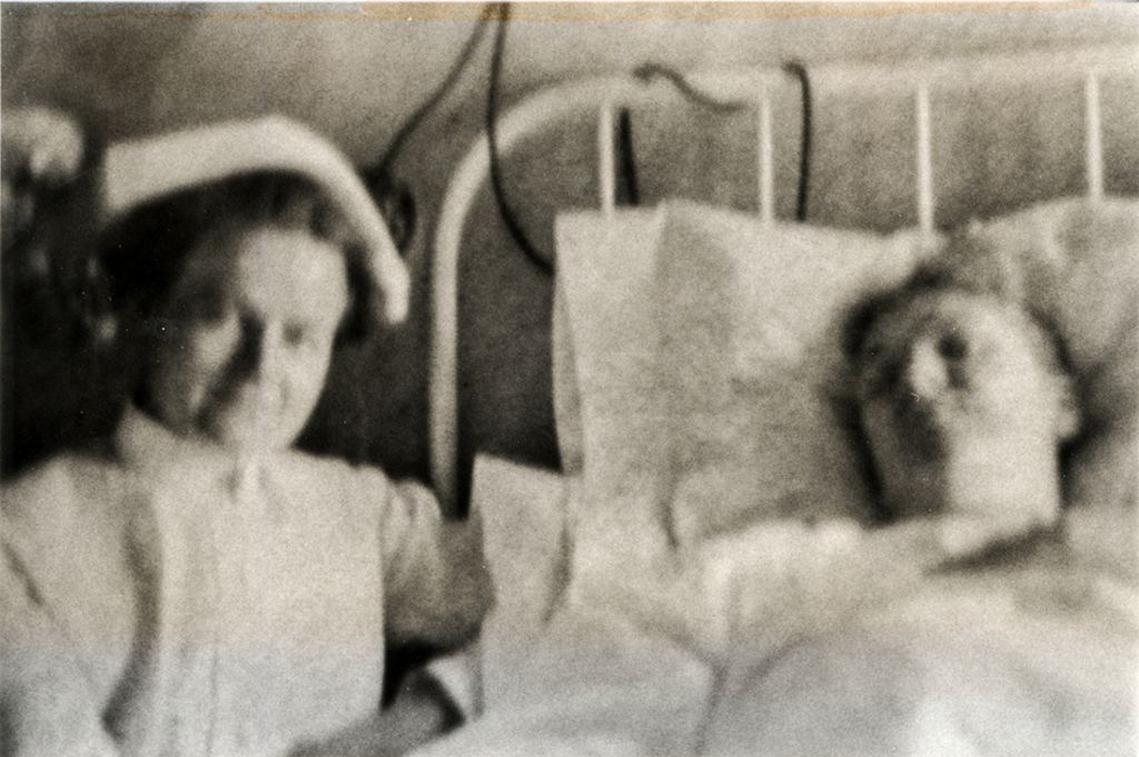Agnes Swift with unidentified patient during her war service, location not known
