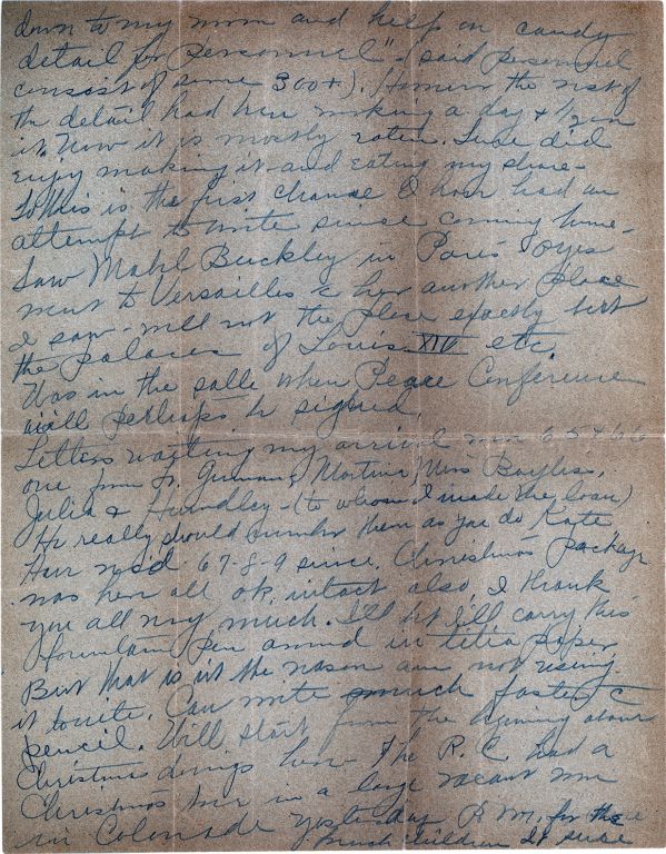Letter from Agnes to her family, written at Christmas time 1918 - page two
