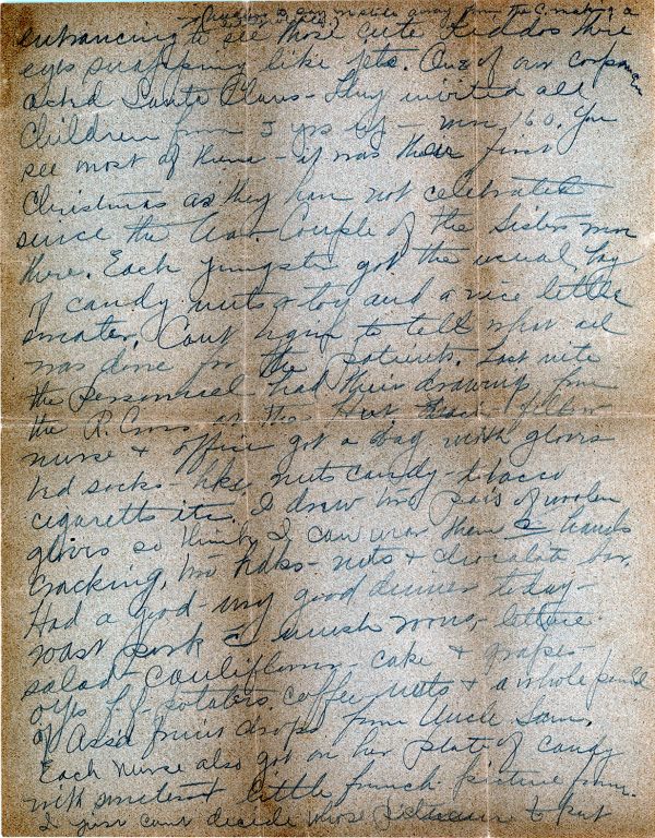 Letter from Agnes to her family, written at Christmas time 1918 - page  three