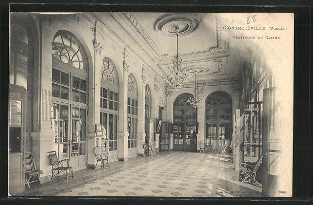 Postcard showing the vestibule of the Casino, Contrexeville