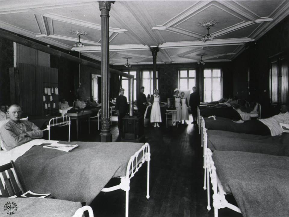 Patients of BH 31 in a ward in Hotel Martin Aîné, Contrexeville