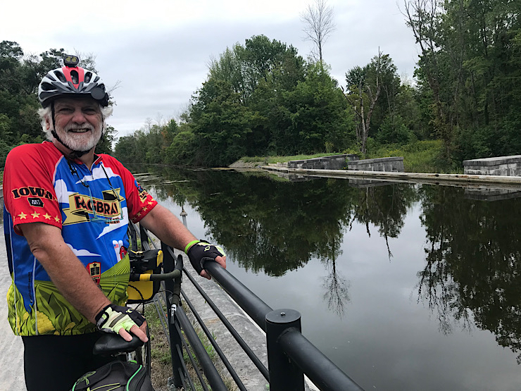 Steve at aqueduct at Nine-Mile Creek