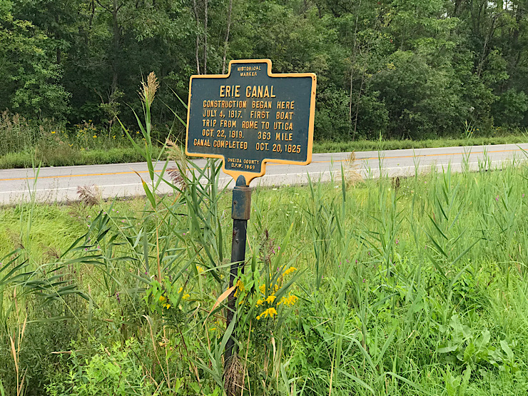 Historical marker for the point where construction was started