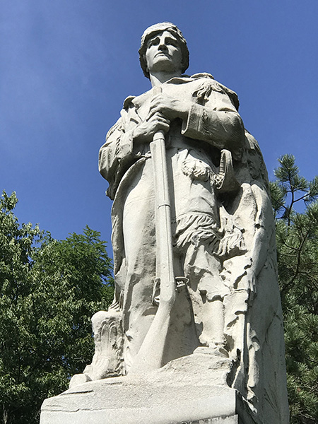 Figure of George Rogers Clark atop the monument