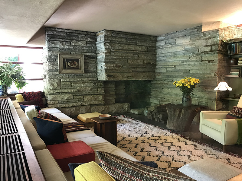 In the guesthouse at Fallingwater - a living room
