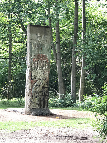 A piece of the Berlin Wall in the woods at Kentuck Knob