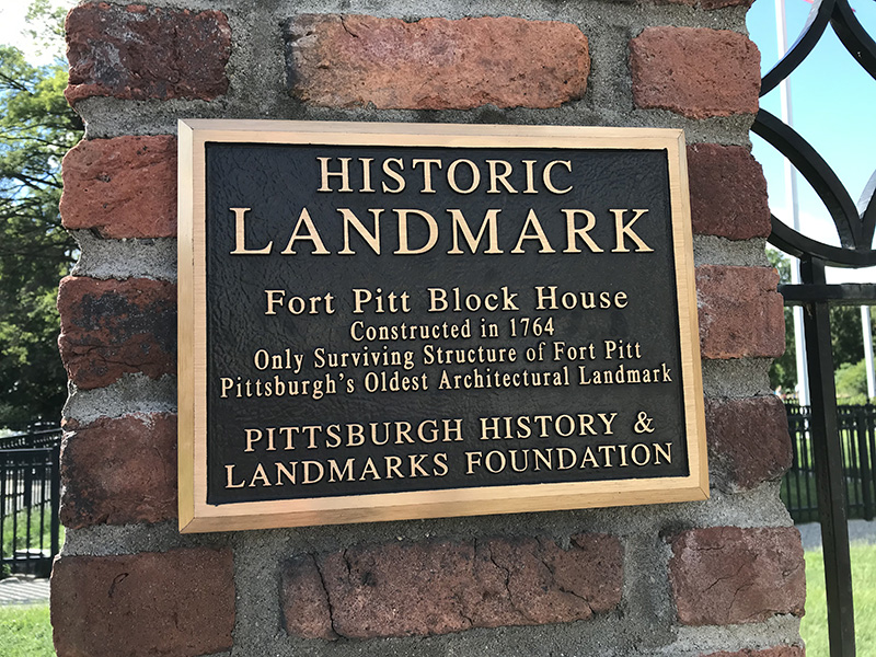 Plaque describing remnant of Fort Pitt