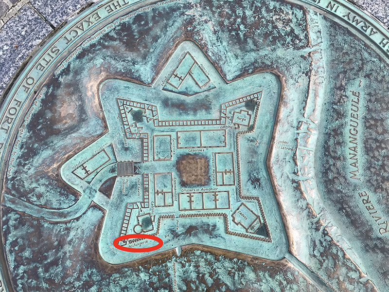 Brass medallion showing layout of Fort Duquesne