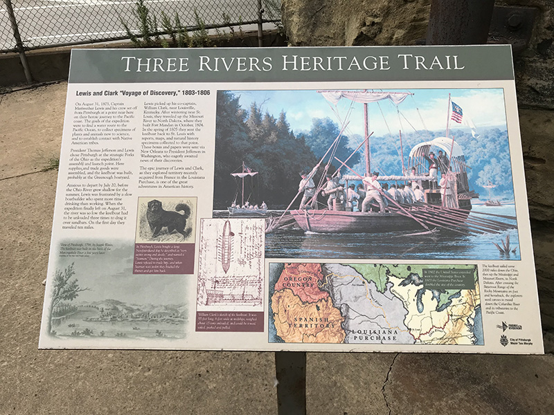 Signage about Lewis & Clark and their connection to Pittsburgh