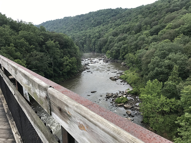 Crossing the Yough in a gorge near Ohiopyle