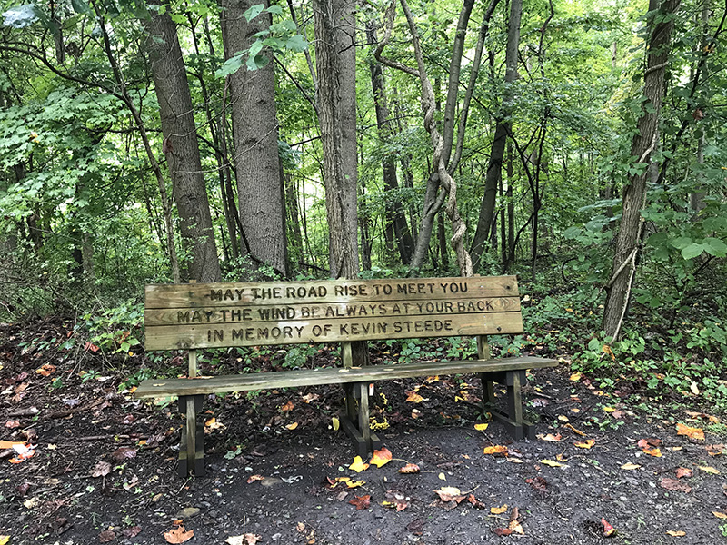 Bench on the GAP Trail just south of Confluence