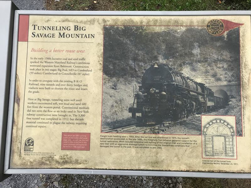 Sign about building Big Savage Tunnel