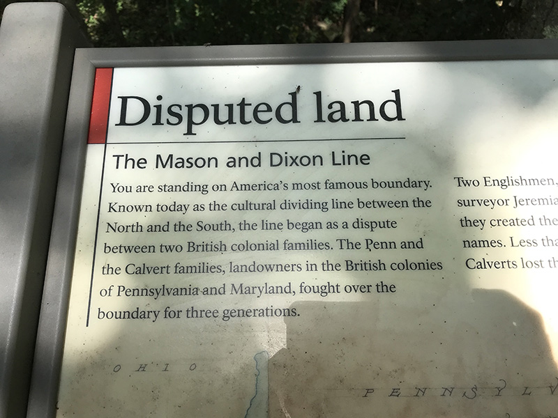 Sign about the Mason-Dixon Line