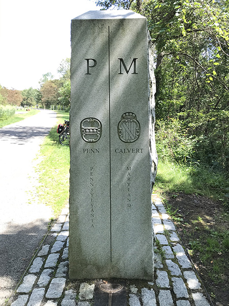 Other side of the granite marker for the Mason-Dixon Line