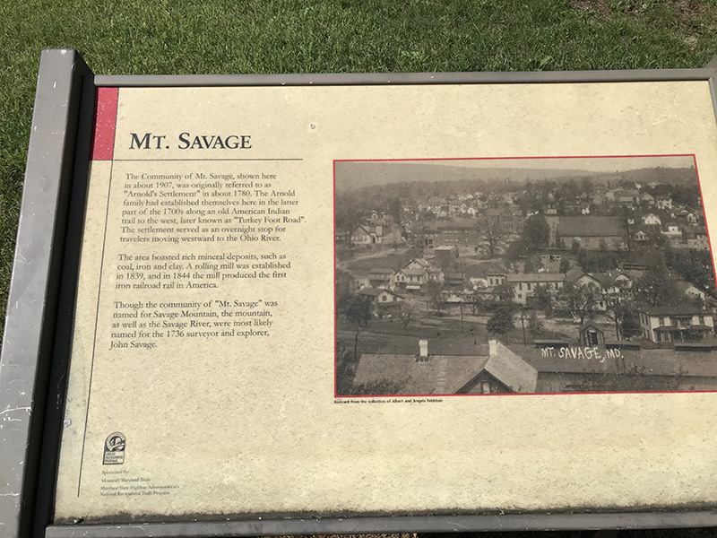 A sign about the community of Mt. Savage