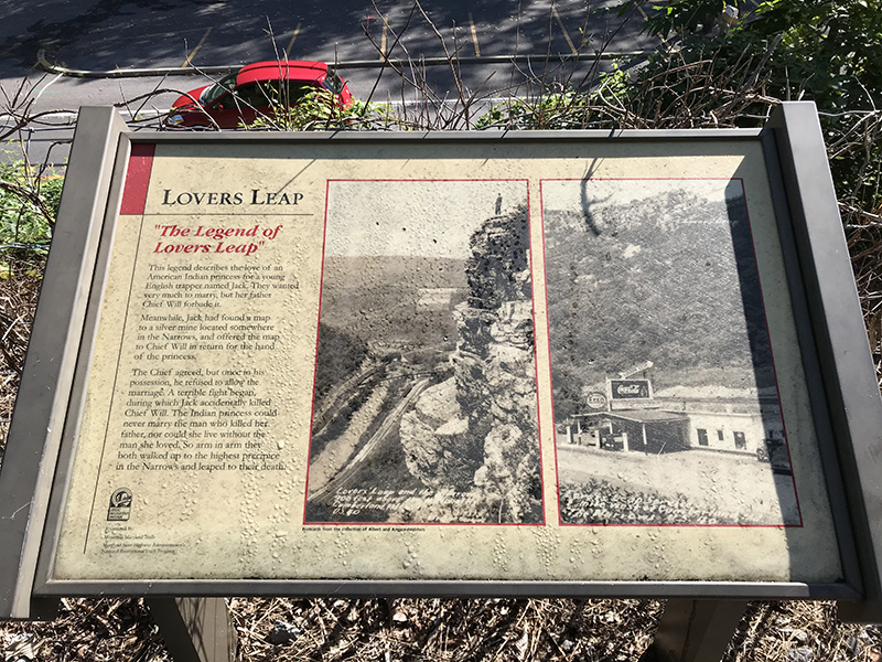 Sign about Lover's Leap, at the Narrows outside of Cumberland, MD