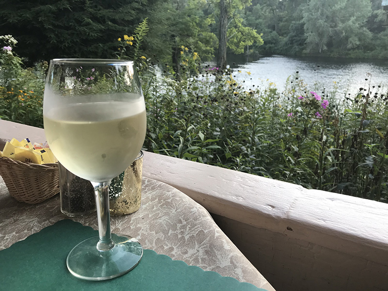 Glass of wine at River View Cafe, Confluence