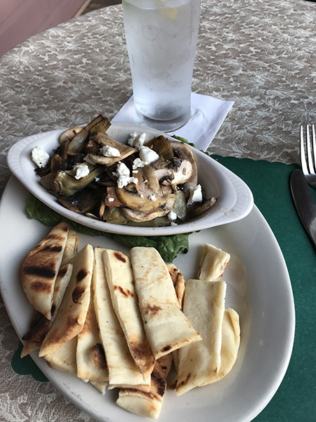 Grilled mushrooms and naan bread