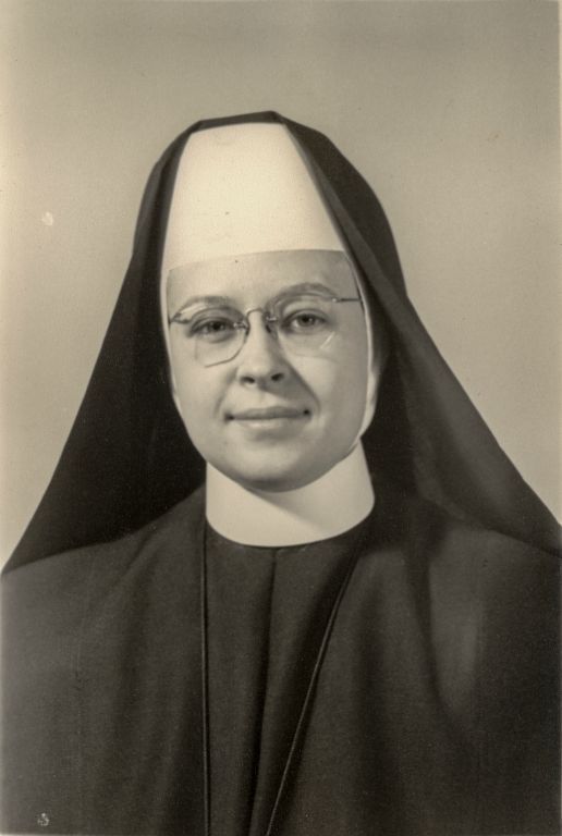 Sr. M. Joan (Sally) Bailey, 1949. Sister Joan Bailey collected a vast archive of family history information, photos and documents. She assisted her mother, Martina Swift Bailey, in publishing her memoirs.