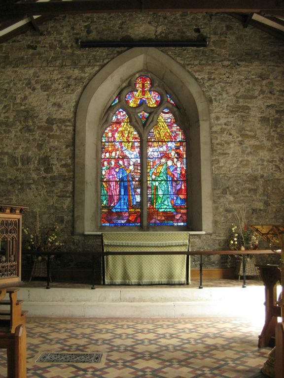 Stained glass window in the chapel at the Hill of Tara