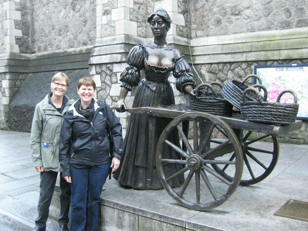 Sara and Molly with Molly Malone in Dublin's fair city