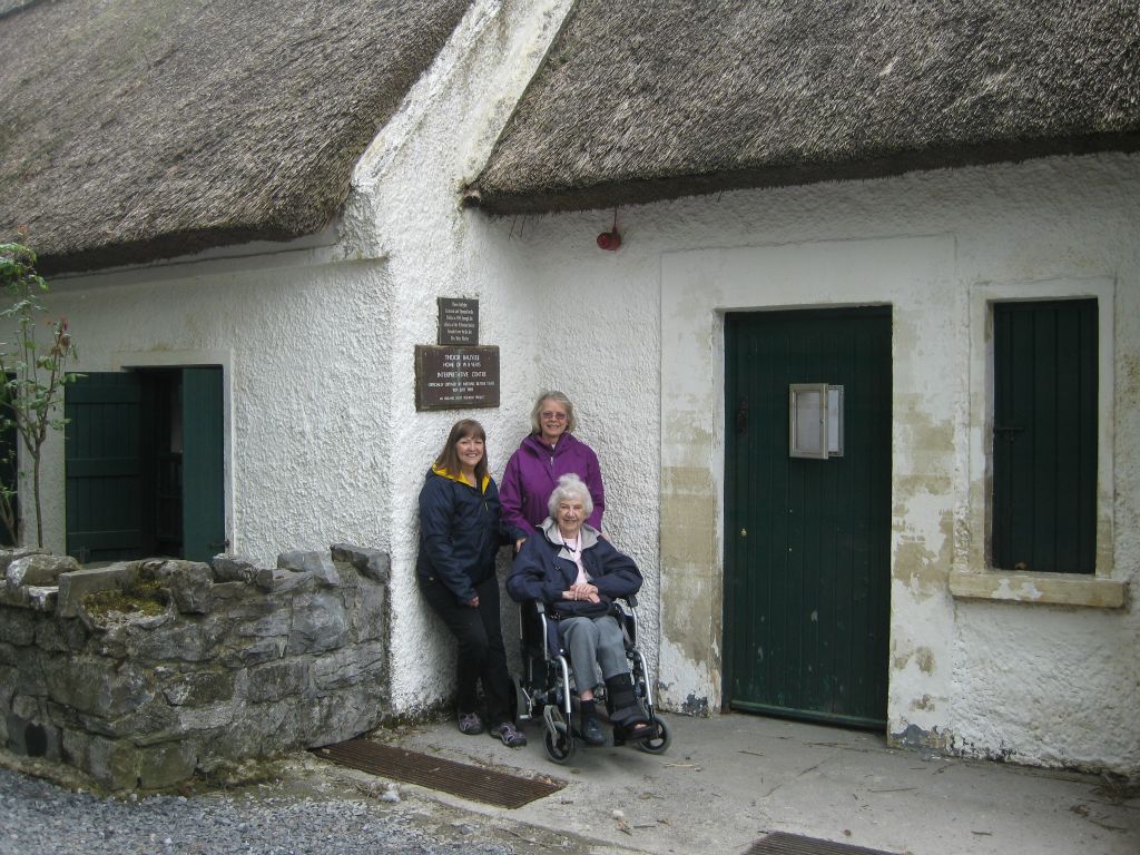 Martha, Annis and Roberta at the door of cottage at Thoor Ballylee.