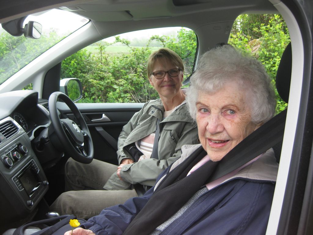 Mother and Sara look from the car upon a plot of land where Patrick Connell and Mary Hynes lived. 