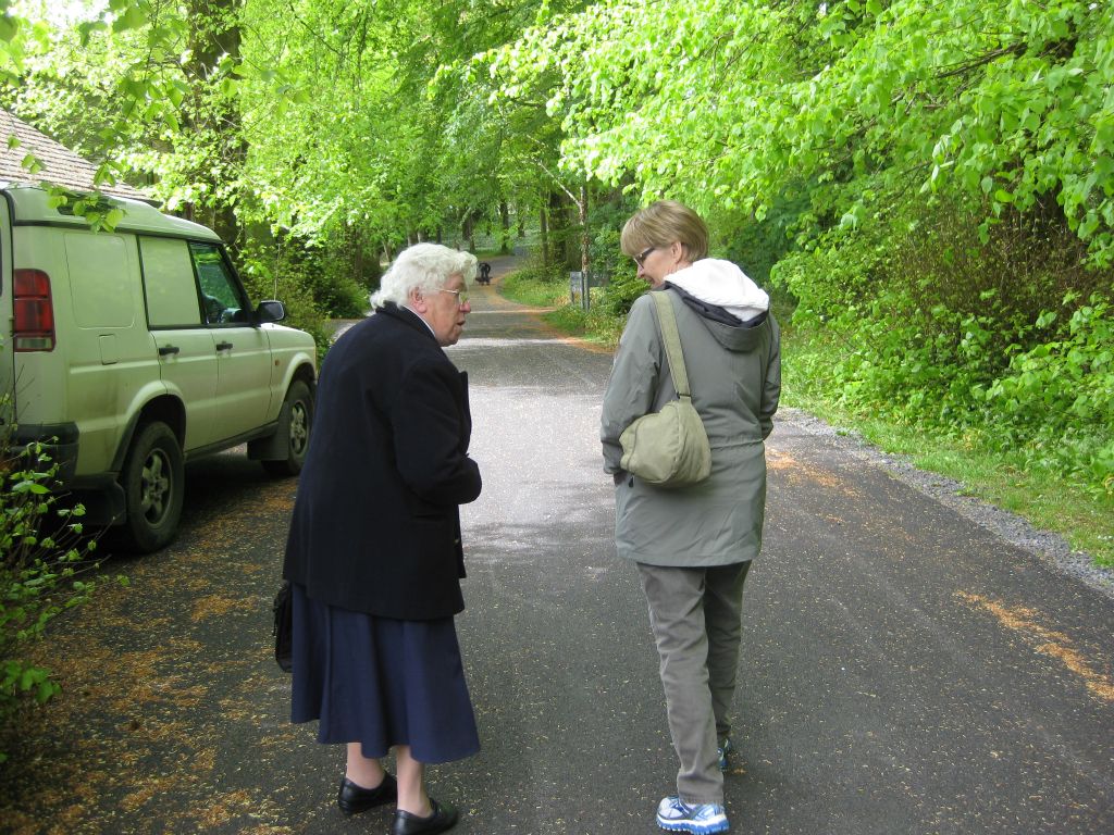 Sister DeLourdes and Sara Burrus, starting our short stroll in Coole Park after lunch.