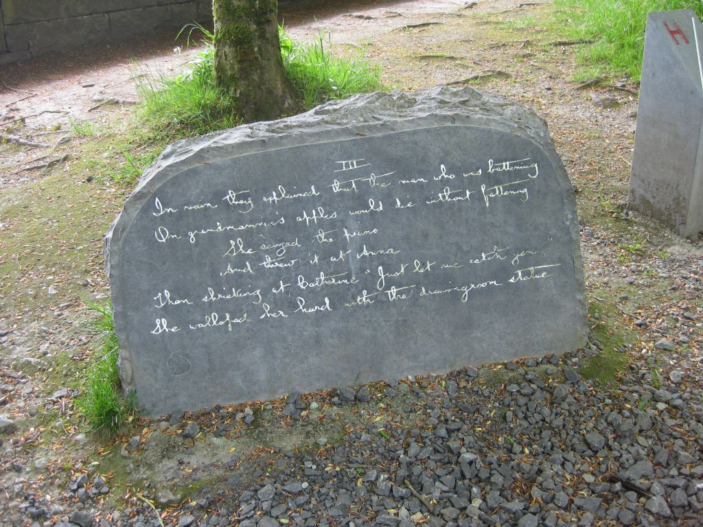 Verses written by George Bernard Shaw for Lady Gregory's granddaughters are inscribed on stones along the path in Coole Park.