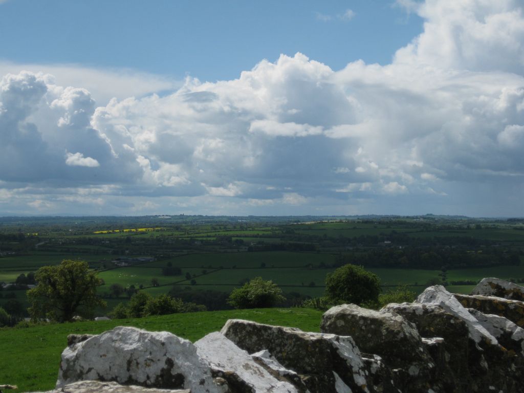 View from the Hill of Slane on Sunday morning -- the Hill of Tara is the small high point slightly to the left of the midpoint of this photo.