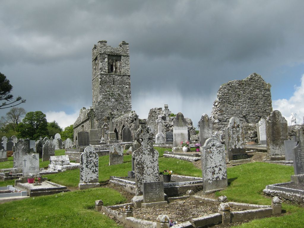 Churchyard ruins at the Hill of Slane. It is believed that sometime around 433 A.D., St. Patrick, the first Christian missionary to Ireland, lit a celebratory fire from this hill, which got him hauled before the High King at Tara. Much later, a monastery was founded on this hill, but the ruins of this church date from the establishment of a 1512 Franciscan monastery on the spot.