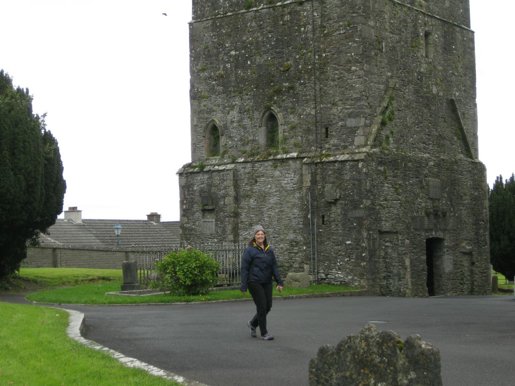 Martha walks in the churchyard of St. Columba's Church. St. Columba (also known as St. Colmcille) fled Iona (small island on the western coast of Scotland) to escape Viking attacks and founded a monastery at Kells in 804 A.D.