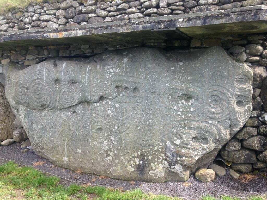 One of the kerbstones at Newgrange