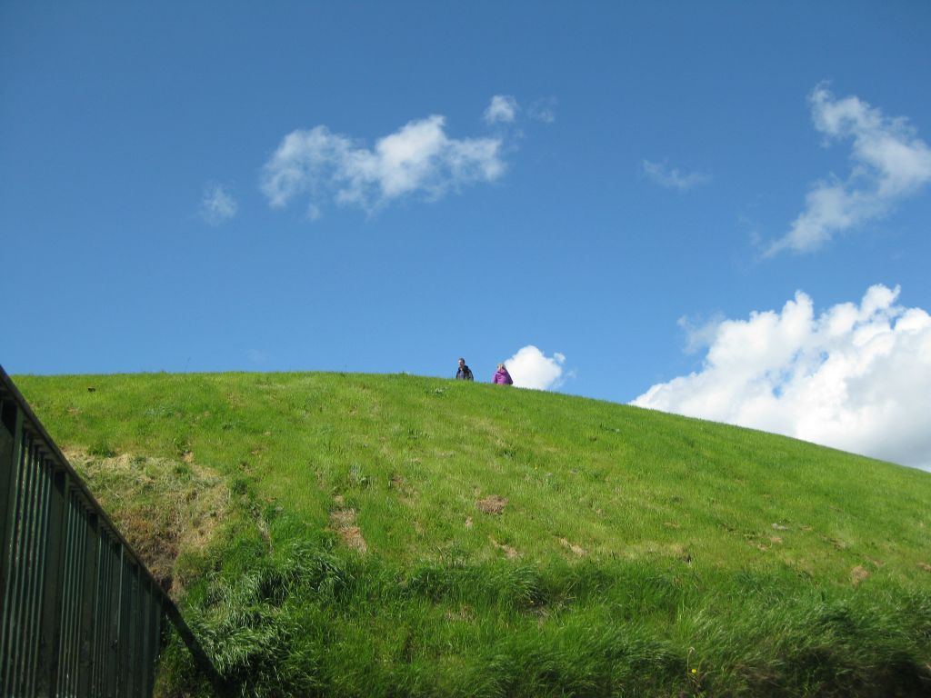 Visitors are also allowed to go on top of the mound at Knowth. The view of the Valley of the Boyne is spectacular.