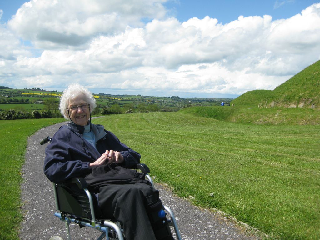 Roberta, at the neolitic site of Knowth. We enjoyed the view from this location.