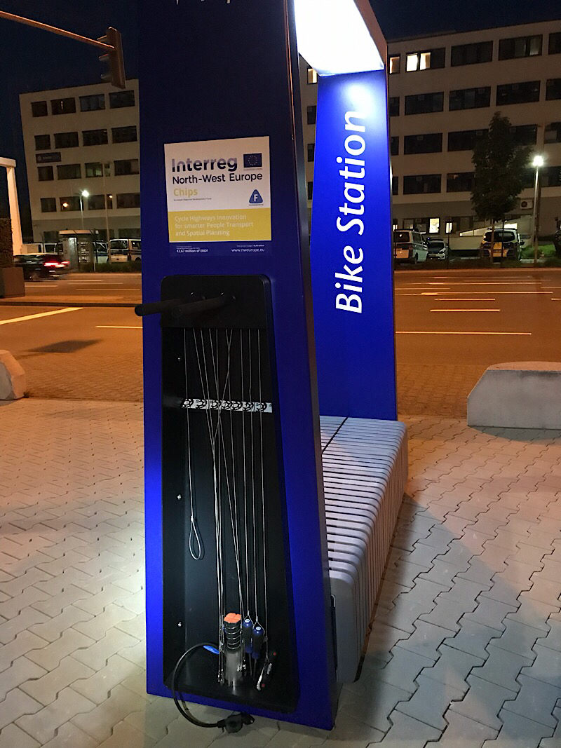 Bicycle repair station at the Frankfurt airport