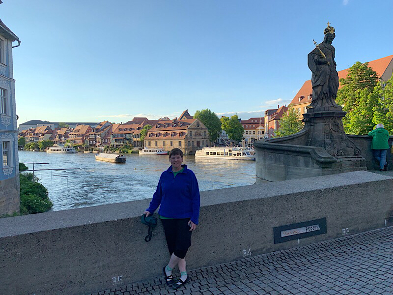 Molly on the bridge in Bamberg