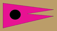 red pennant with black ball